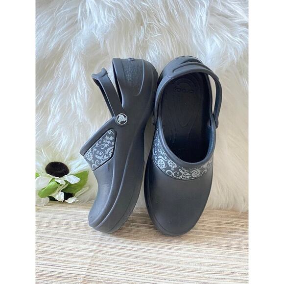 Crocs Womens Sling Backs Ankle Strap Flower Pattern US 6 Summer Sandal Clogs - Picture 2 of 9